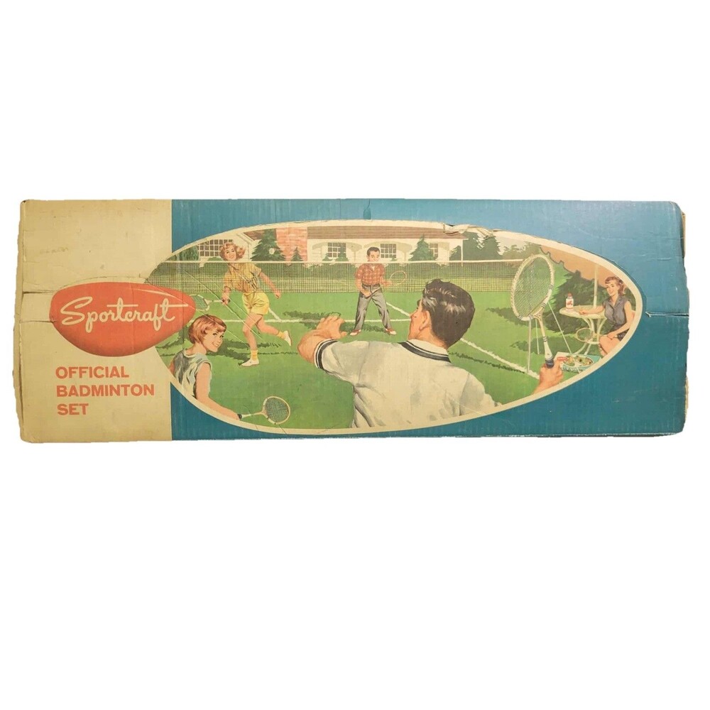 Vintage Sportcraft Badminton Set Complete In Box Extra Shuttlecocks